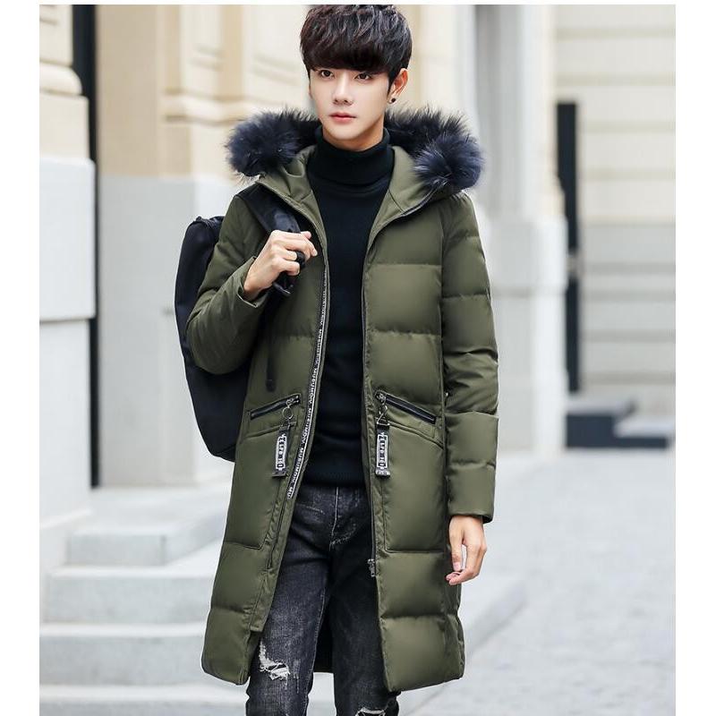 高品質 中綿 ダウンジャケット アウター 暖かい ロング丈 ダウンコート メンズ 無地 防寒 厚手 冬服/M3ＸＬ/フード付き/格好いい/20代30代40代50代
