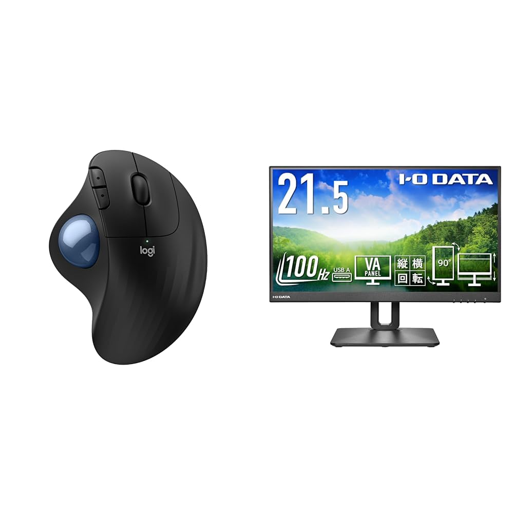 【セット買い】 【Amazon.co.jp限定】 ロジクール 静音 ワイヤレス トラックボール マウス M575SPD + IODATA モニター 21.5インチ EX-D221SV-F