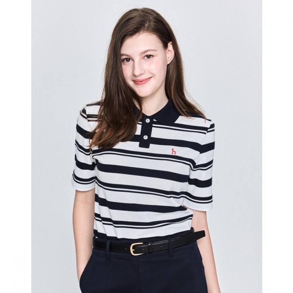 [25SS] ストライプショートスリーブポロTシャツアイボリーHSTS5B301IV