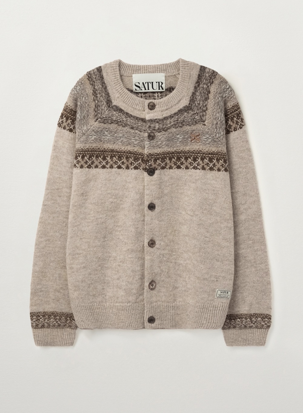 【SATUR】 NORDIC REVERSE KNIT CARDIGAN : BROWN 19,040円
