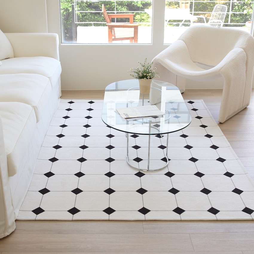 モダンクラシックチェックダンモデザインサイザルックカーペット四季ラグ 3 Color