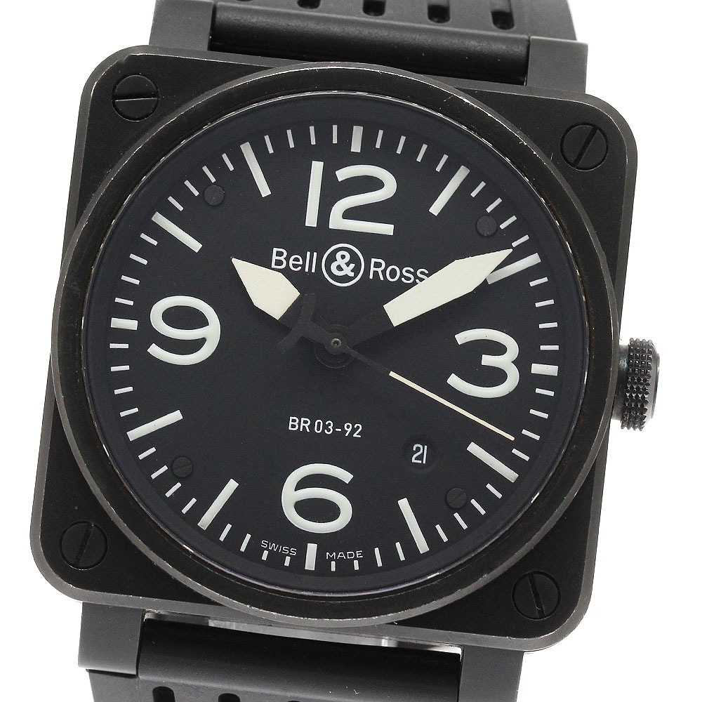 ベル＆ロス Bell＆Ross BR03-92-S アヴィエーション ミリタリー デイト 自動巻き メンズ 保証書付き_958029【中古】