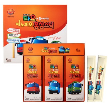 チョンジイン ちびバス タヨ紅参ゼリースティック 30包 子供紅参 免延力強化 [韓国 6年根紅参使用]