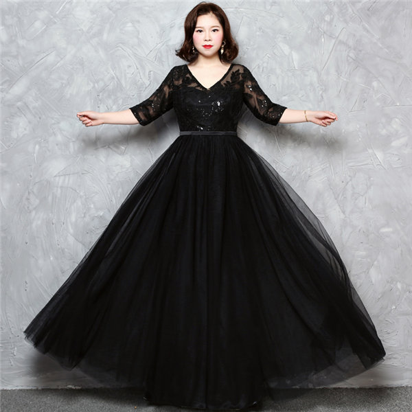 パーティードレス ワンピース 大きいサイズ ロングドレス レディース フォーマル 20代30代40代50代 上品 披露宴 ブラックXL/2XL/3XL/4XL da187d4d4d4