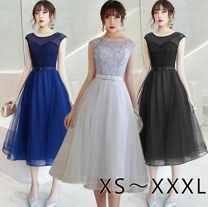 【即納】パーティードレス 結婚式 ワンピース パーティドレス ミモレ丈 ウェディングドレス ウエディング ドレス 二次会 花嫁 ブライズメイド お呼ばれ ワンピース ミモレ丈 エンパイア結婚式 入学式