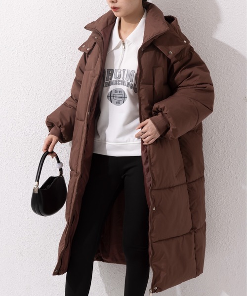 ダウン ダウンジャケット フード付きロングダウンコート レディース