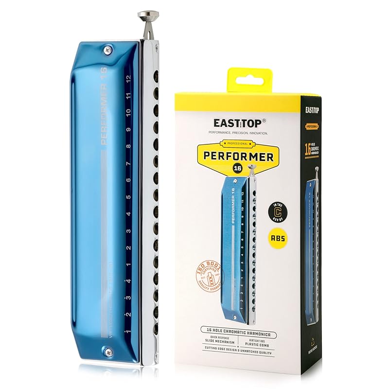 EAST TOP ハーモニカ クロマチックハーモニカ 12ホール48トーンC调 ブルースハーモニカ 初心者 専門家 こども用 勉強 練習用 (EAP-16)…