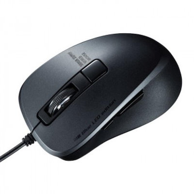 他サイト： サンワサプライ　マウス 静音 [BlueLED /有線 /5ボタン /USB (Type-C)] ブラック　MA-BLC156BKの商品画像