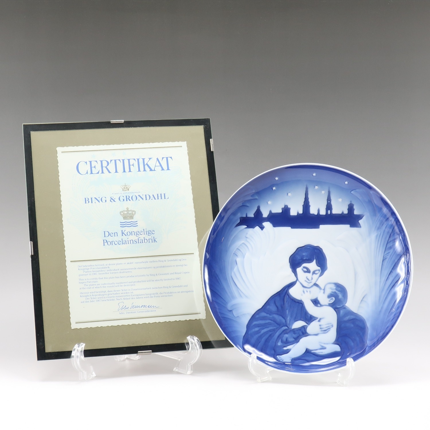 ビングオーグレンダール(Bing&Grondahl Royal Copenhagen) 1987 ユニセット メモリアルプレート 置物 オブジェ ポーセリン _ 中古品 Aランク