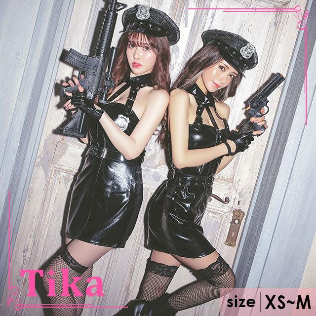 ハロウィン コスプレ ポリス 可愛い セクシー ポリス コスプレ 2021 コスチュームセット ブラック レザー 大きいサイズ ミニ ワンピース 帽子