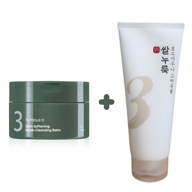 【3番 洗顔 スペシャル セット】3番 緑茶炭毛穴パッククレンジングバーム 85g+ 酒かす酵素風呂ゴマージュ洗顔料 90g