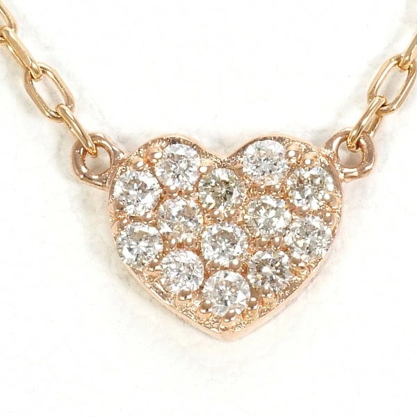 K10 10金 PG ピンクゴールド ネックレス ダイヤ 0.10 約40cm ジュエリー 中古