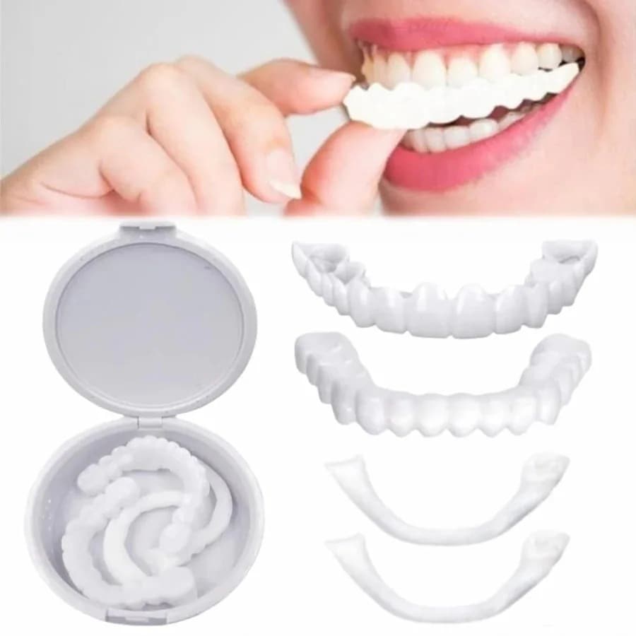着脱可能な美白付け歯義歯 入れ歯 上下 シリコン フィット 男女兼用 ポータブル 装着簡単 再利用可能な 美白 付け歯