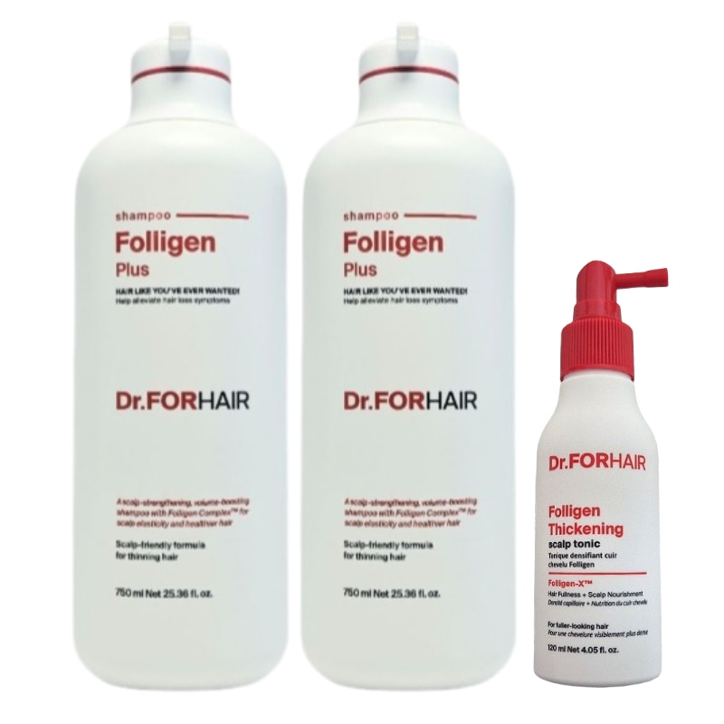 【セット】フォリゲン プラス シャンプー モリンガフラワーの香り 500mL×2本 + フォリゲン シックニング スカルプトニック 120mL 頭皮ケア ヘアケア ボリュームケア 韓国ヘアケア