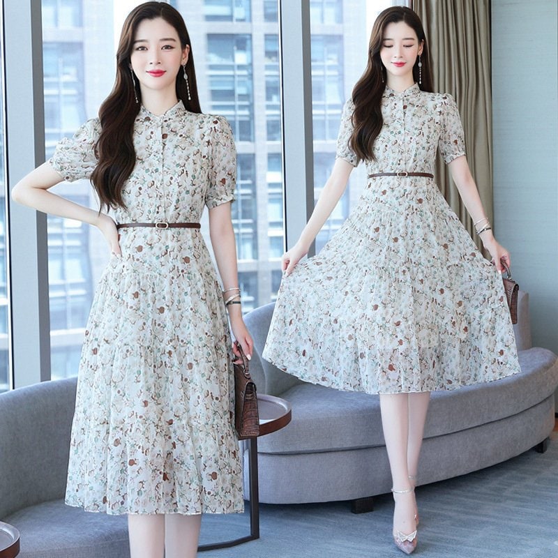 春 ワンピース 花柄ワンピース WILLS 膝丈 ホワイトデー 結婚式 着痩せ THOM 上品 キレイめ レディース 50代 通勤 ロング丈ワンピ 花柄 秋 シフォンワンピ 夏 夏 40代 オシャレ