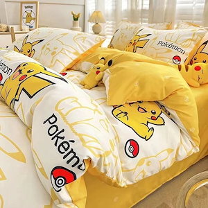 ピカチュウ 寝具3/4点セット 4サイズ Pikachu 布団カバー ベットシーツ 枕カバー2点 韓国のかわいい寝具 布団セット 柔らかく肌触り