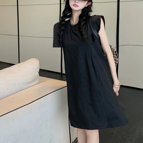 ブラウス チュニック ロング丈 ノースリーブ ミニワンピース トップス ブラウス チュニック 袖デザイン チュニック ゆったり 体型カバー ブラウス チュニック ロング丈