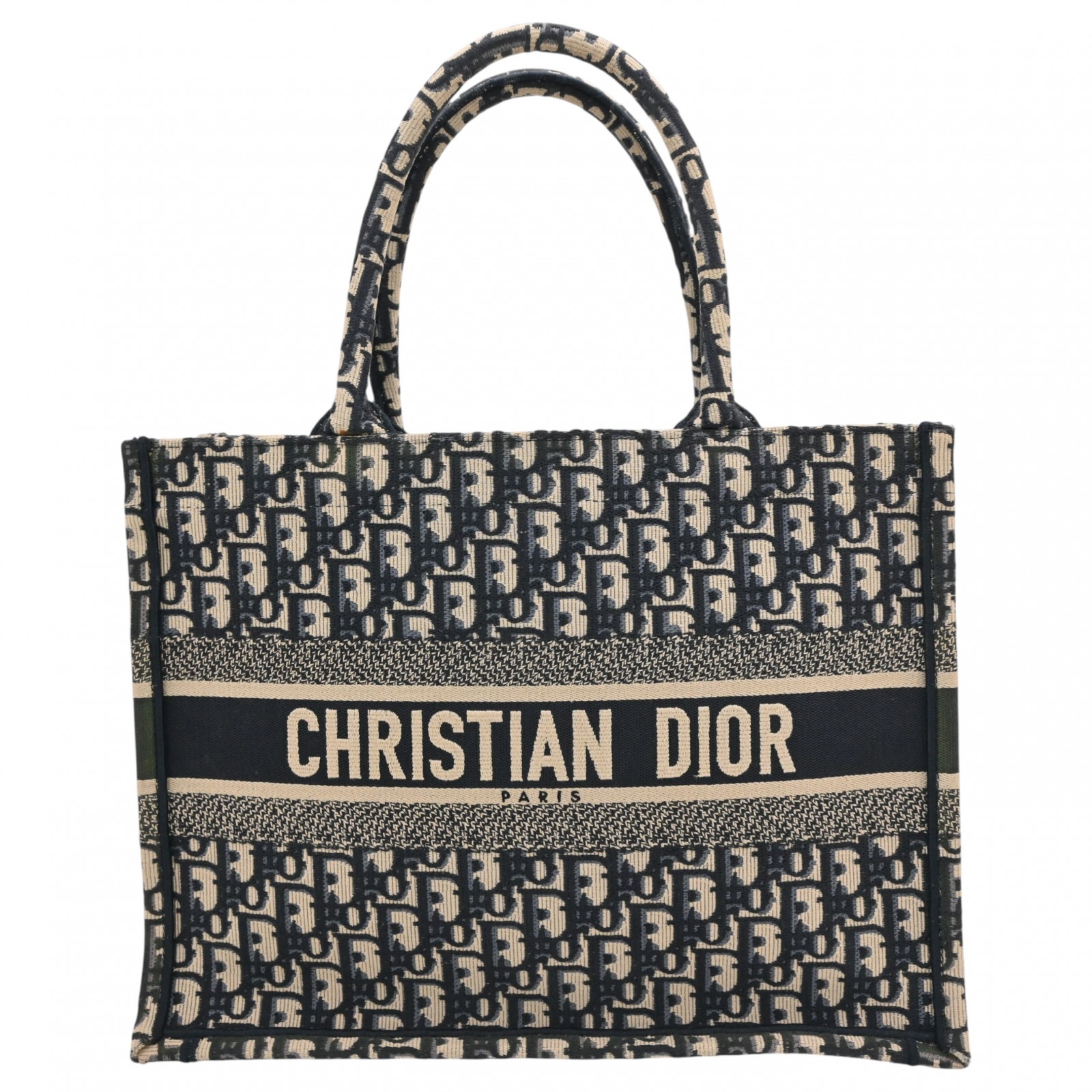 ディオール オブリーク ブックトート ミディアム トートバッグ ネイビー Aランク di45120sg