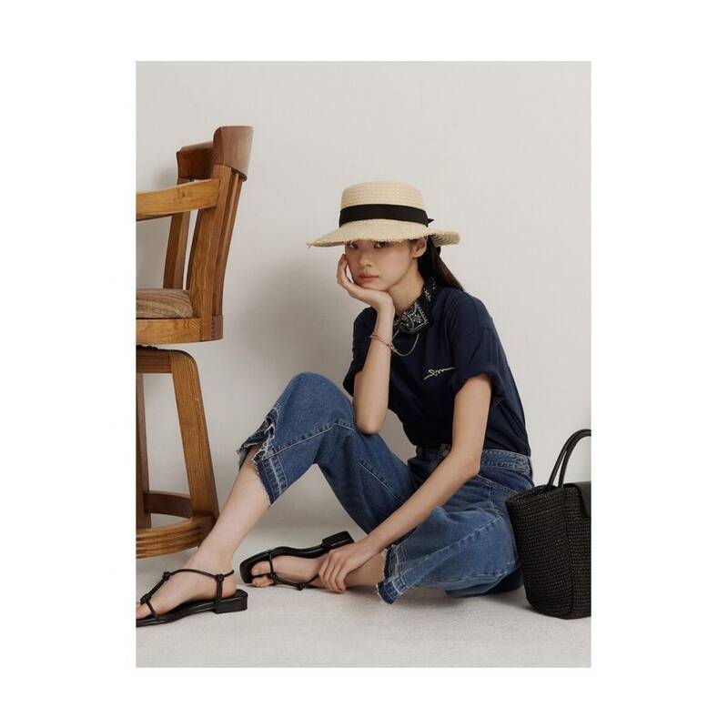 BEANPOLE LADIES [ダリアソング] コットンプリント オーバーフィット 半袖Tシャツ ネイビー (BF6542K02R) BF6542K02R 423062
