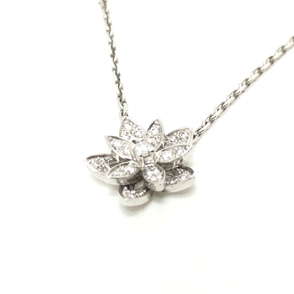 Van Cleef & Arpels ヴァンクリーフ＆アーペル ネックレス K18WG ロータス ダイヤ チェーン 41cm アクセサリー K18WG シルバー