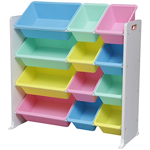 【斜めで取りやすい! ベビー用品収納にも】アイリスオーヤマ おもちゃ箱 パステル 幅86.3奥行34.8高さ89.5cm キッズ トイハウスラック KTHR-412 7,670円