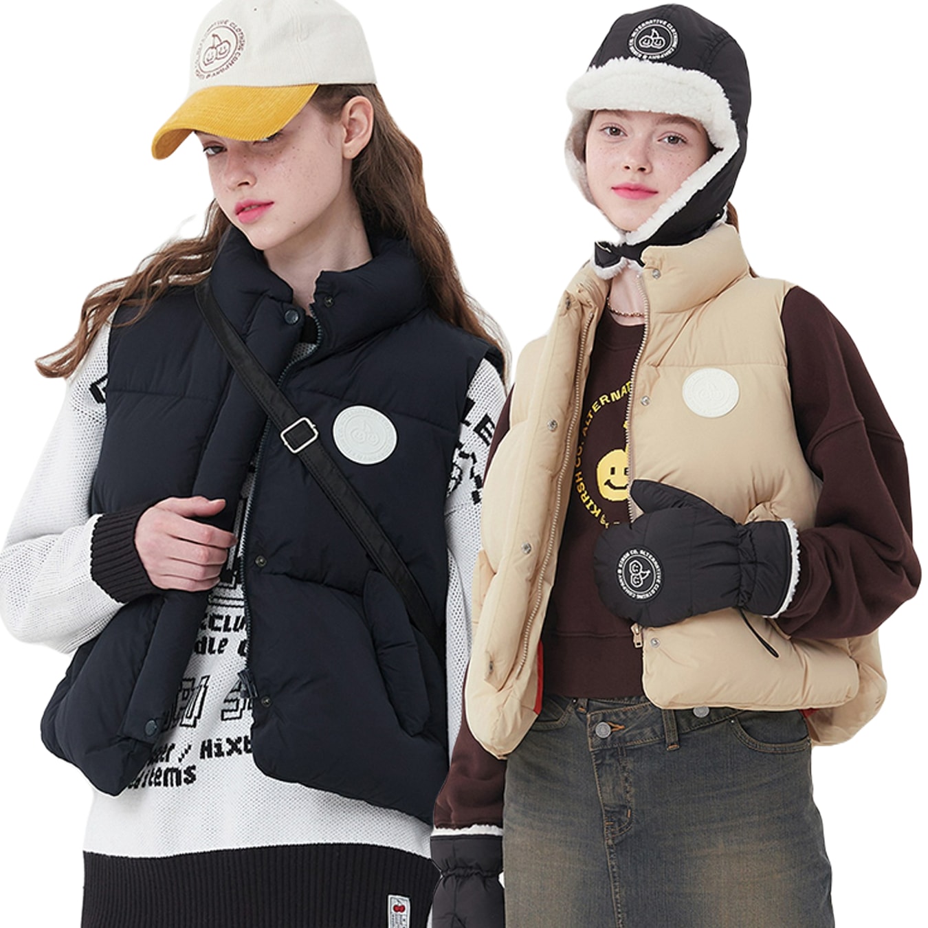 DOODLE CHERRY CIRCLE LOGO PADDING VEST