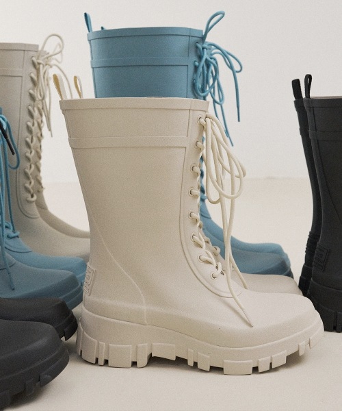 ROCKFISH WEATHERWEAR公式 レインブーツ FLATFORM LACEUP RAIN BOOTS MIDDLE 3 colors