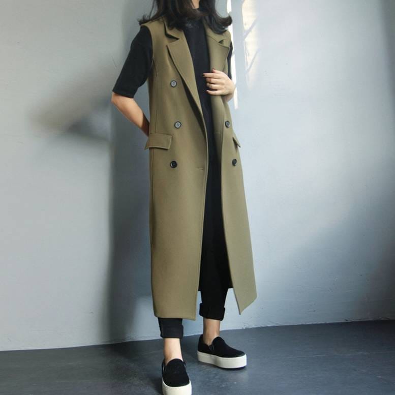 最終在庫アウター ベスト ジャケット レディース ジレ ノースリーブ 袖なし ロング丈 ダブルボタン 襟つき かわいい おしゃれ かっこいい モード きれいめ 大きいサイズ S M L XL 2XL