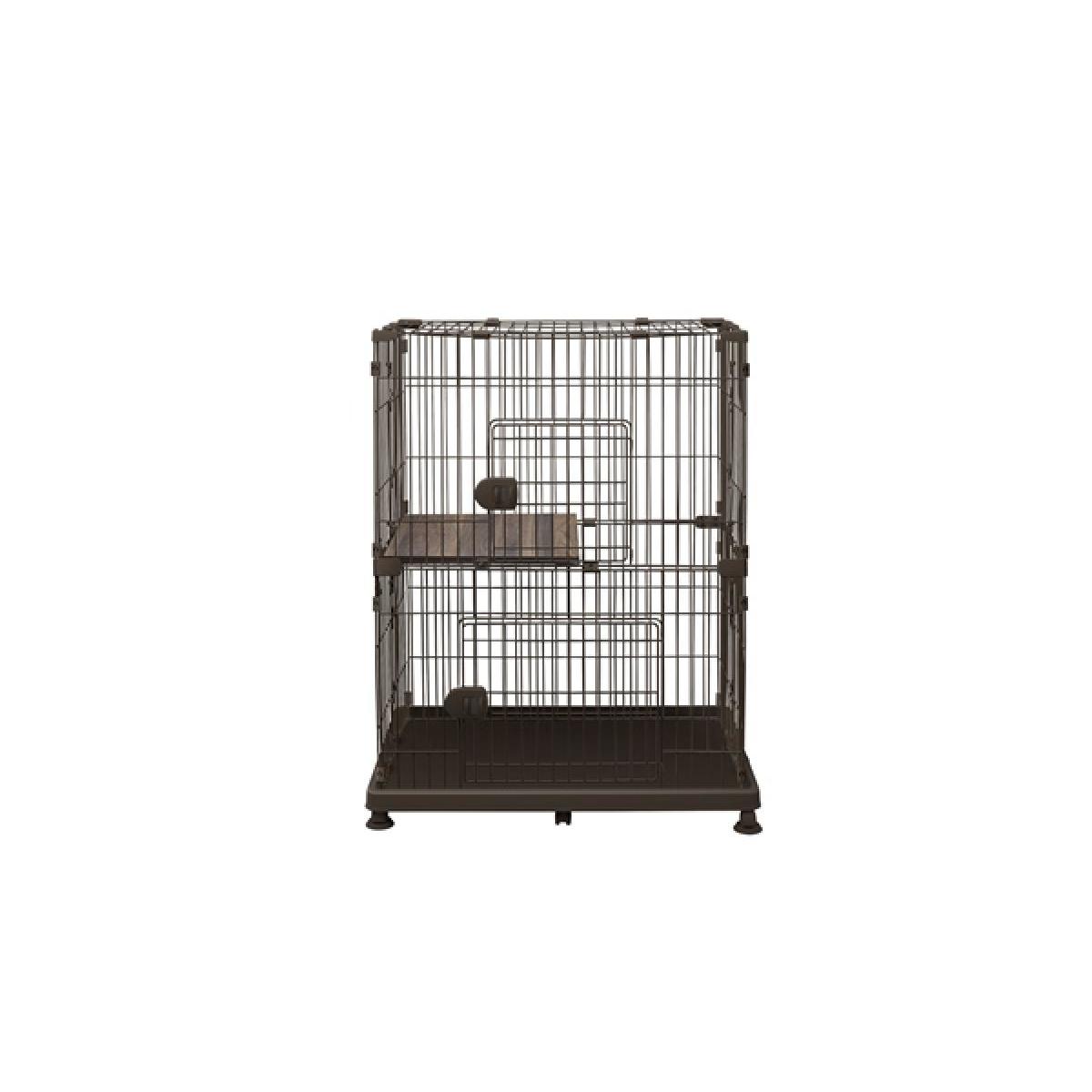 【I】【代引不可】アイリスオーヤマ ペットケージ PEC-902V ウォールナット【北海道・沖縄・離島不可】猫用 2段