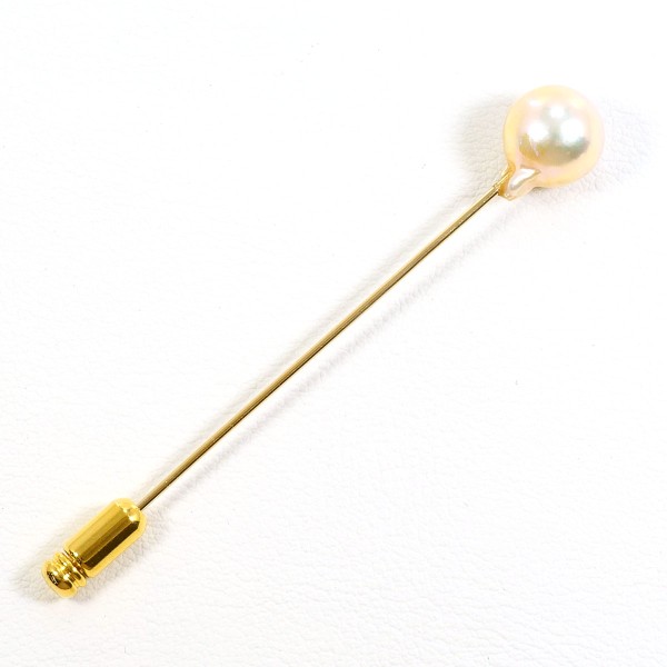 K18 18金 YG イエローゴールド 合金 ピンブローチ パール(真珠) ジュエリー 中古