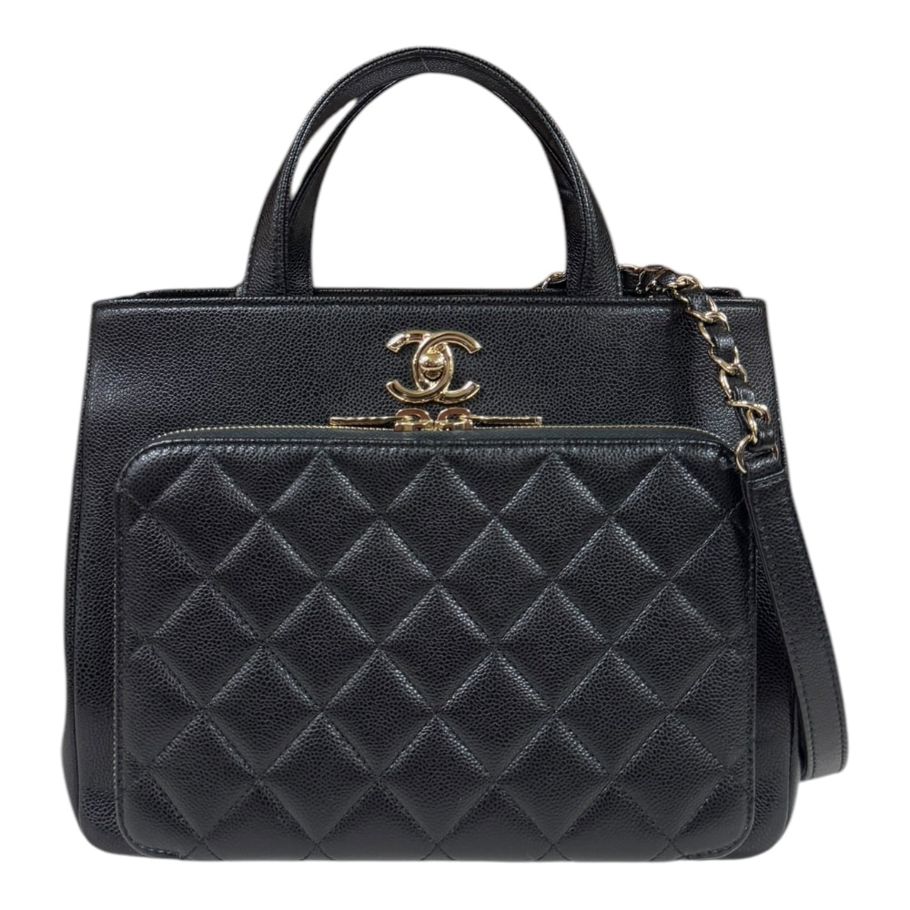 シャネル ショルダーバッグ キャビアスキン ブラック CHANEL 中古 美品