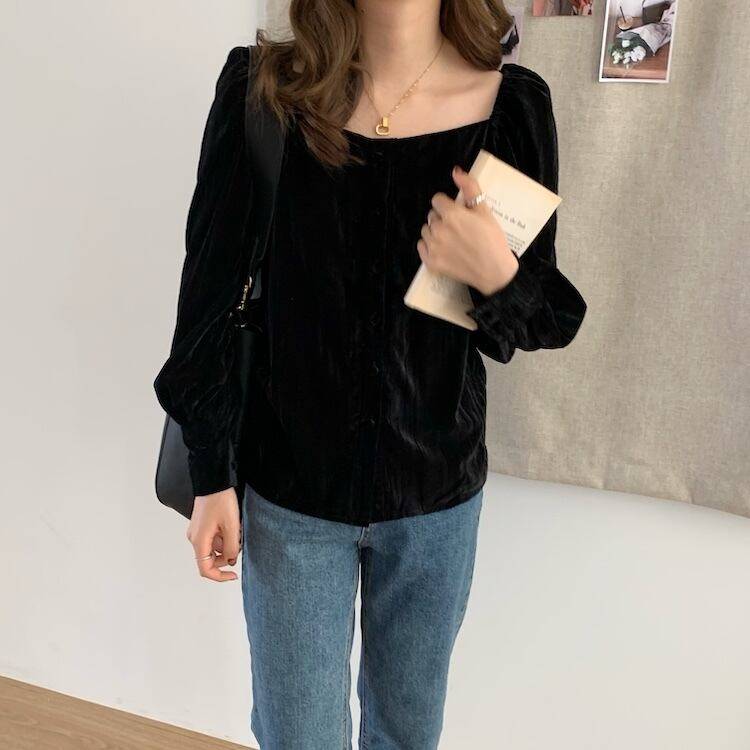 2color レディース ブラウス ボリューム袖 ボタン 2wayブラウス サテン風 トップス 学生 通勤 通学 前開き 上品 ゴージャス エレガント フォーマル バブルスリーブ 長袖おしゃれ オシャ