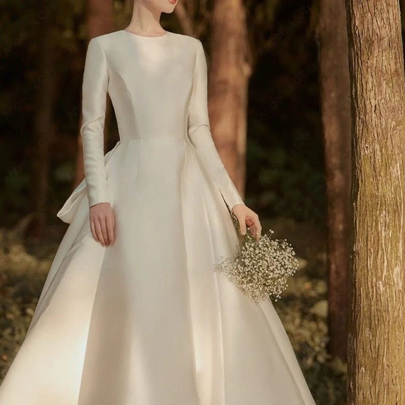 2024新作 ブライズメイド結婚式 演奏会発表会パーティードレス長袖ワンピース大きいサイズゲストドレス披露宴成人式-26