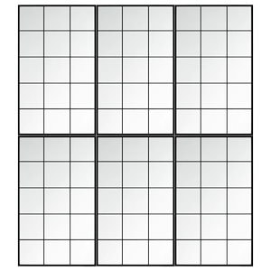 ウォールミラー 6点 ブラック 100x60cm 金属製