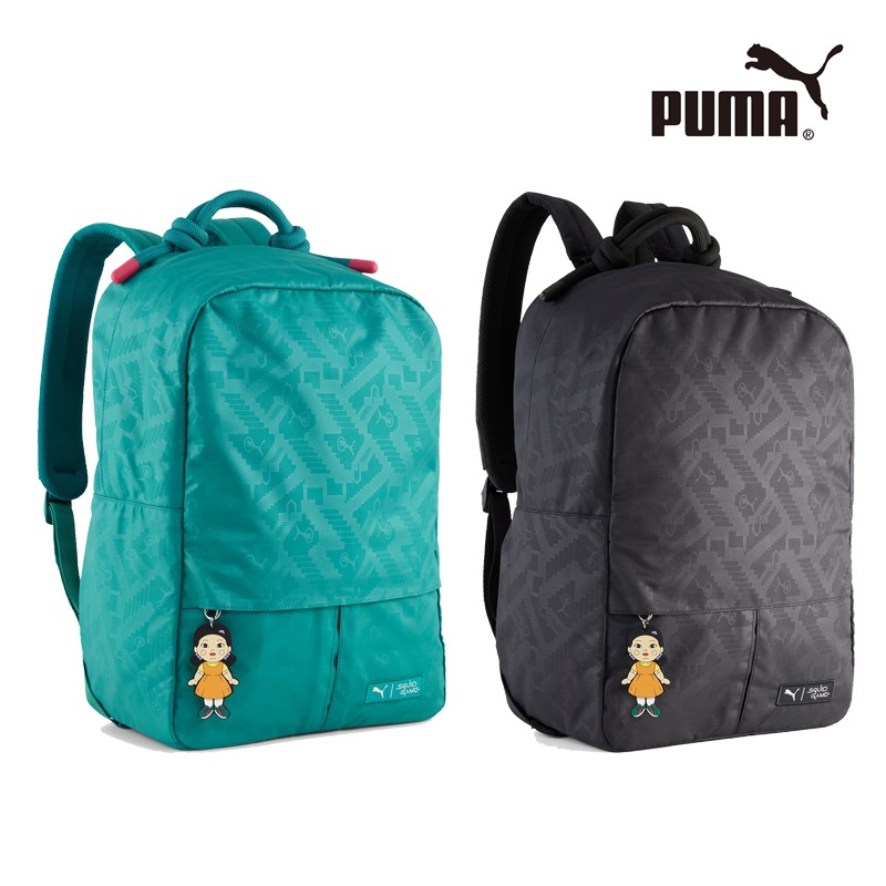 SQUID GAME BACKPACK 27L 軽量 多収納 A4対応 PC対応収納 内外ポケット エアメッシュ背面 クッションショルダー 長さ調整 ロゴパッチ チャーム付き 通学 男女兼用 デイリー