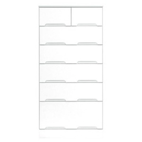 ハイチェスト 衣類収納 6段 幅60cm ホワイト スライドレール付き引き出し 日本製 完成品 ベッドルーム リビング 玄関渡し