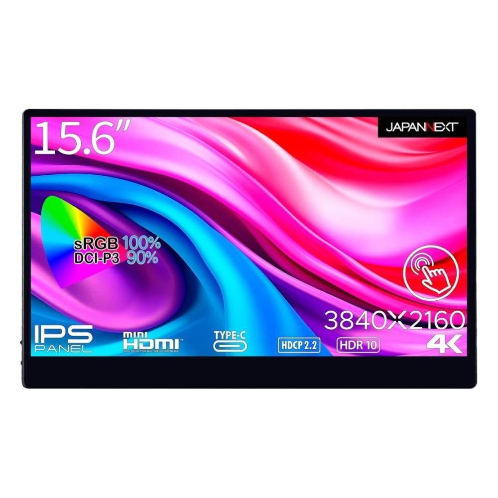 ジャパンネクスト [JN-MD-IPS1563UHDR-T] 15.6インチ 4Kワイド タッチパネルモバイルディスプレイ(3840x2160/IPS/HDR10/miniHDMI/Type-Cx2/