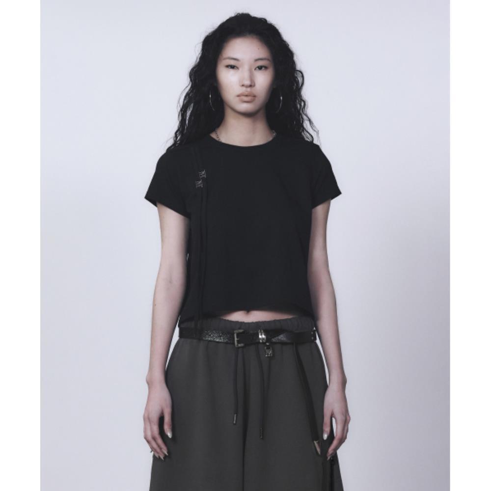 TREEMINGBIRD Double Strap Crop TShirts Black TM2513TS0