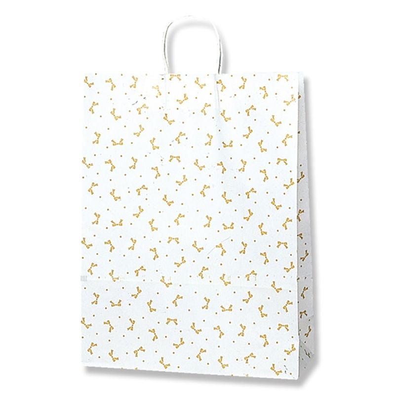 シモジマ HEIKO 手提げ紙袋 25チャームバッグ 25CB カスタムB ニューリボン 金 50枚 幅380xマチ150x高500mm 003281200