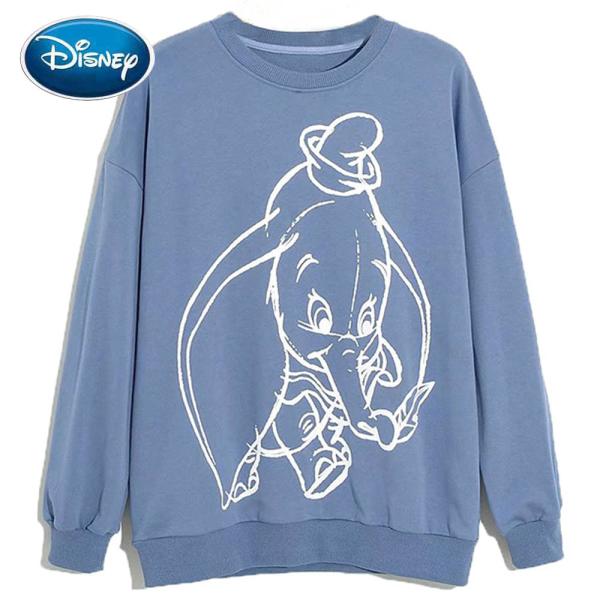 ディズニー スウェット トレーナー ダンボ エレファント プリント ヴィンテージ レディース Oネック 長袖 ストリートウェア 原宿 トップスS