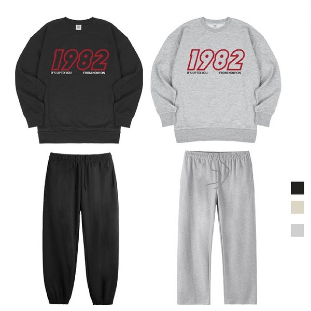 [ポール＆ポール] 1982 ベーシックオーバーフィットスウェットシャツジョガーワイドパンツセット