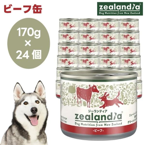 zealandia ジーランディア ビーフ缶 170g×24缶セット ドッグフード 犬 餌 グリーントライプ 関節ケア ニュージーランド産