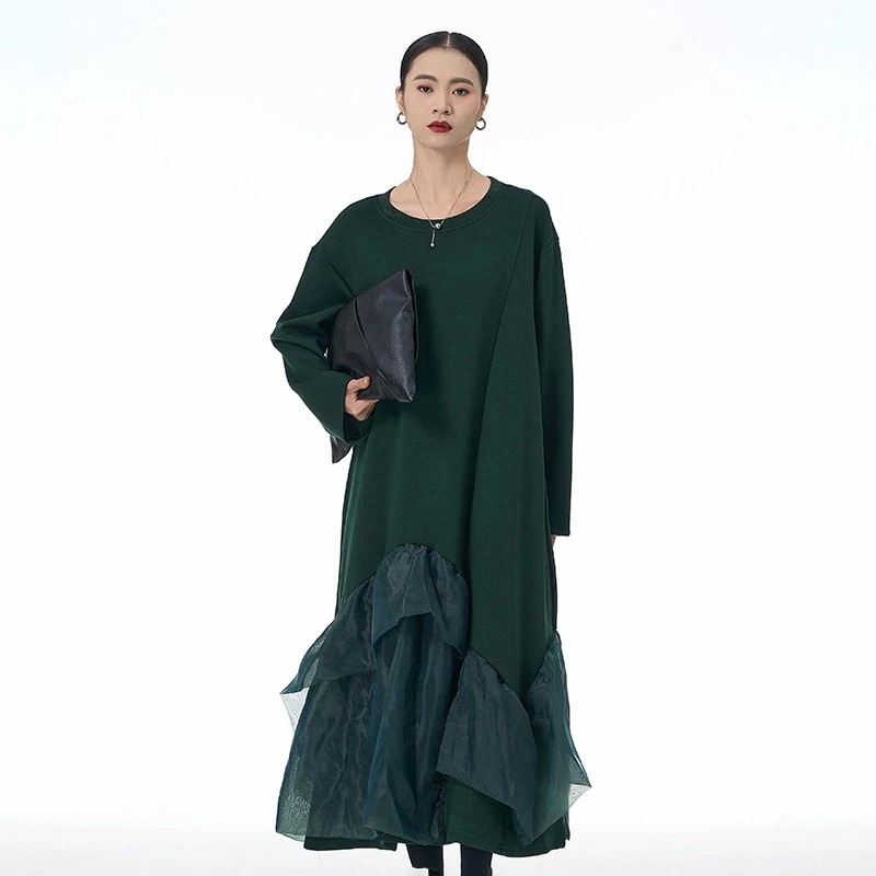 新作 韓国 デザイン 長袖ワンピース 木耳縁 ワンピース 高級感 パーティードレス ワンピース 気