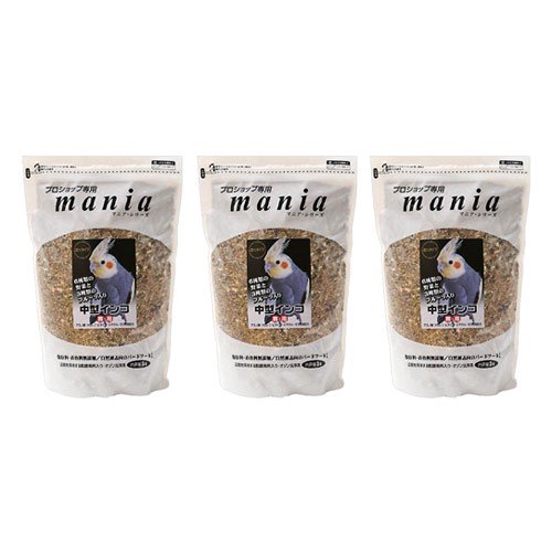 黒瀬ペットフード　ｍａｎｉａ　中型インコ　３ＬX３　鳥　フード　エサ　餌　皮つき　皮付　プロショップ専用　ＣＲＣ55―20―20―20―10
