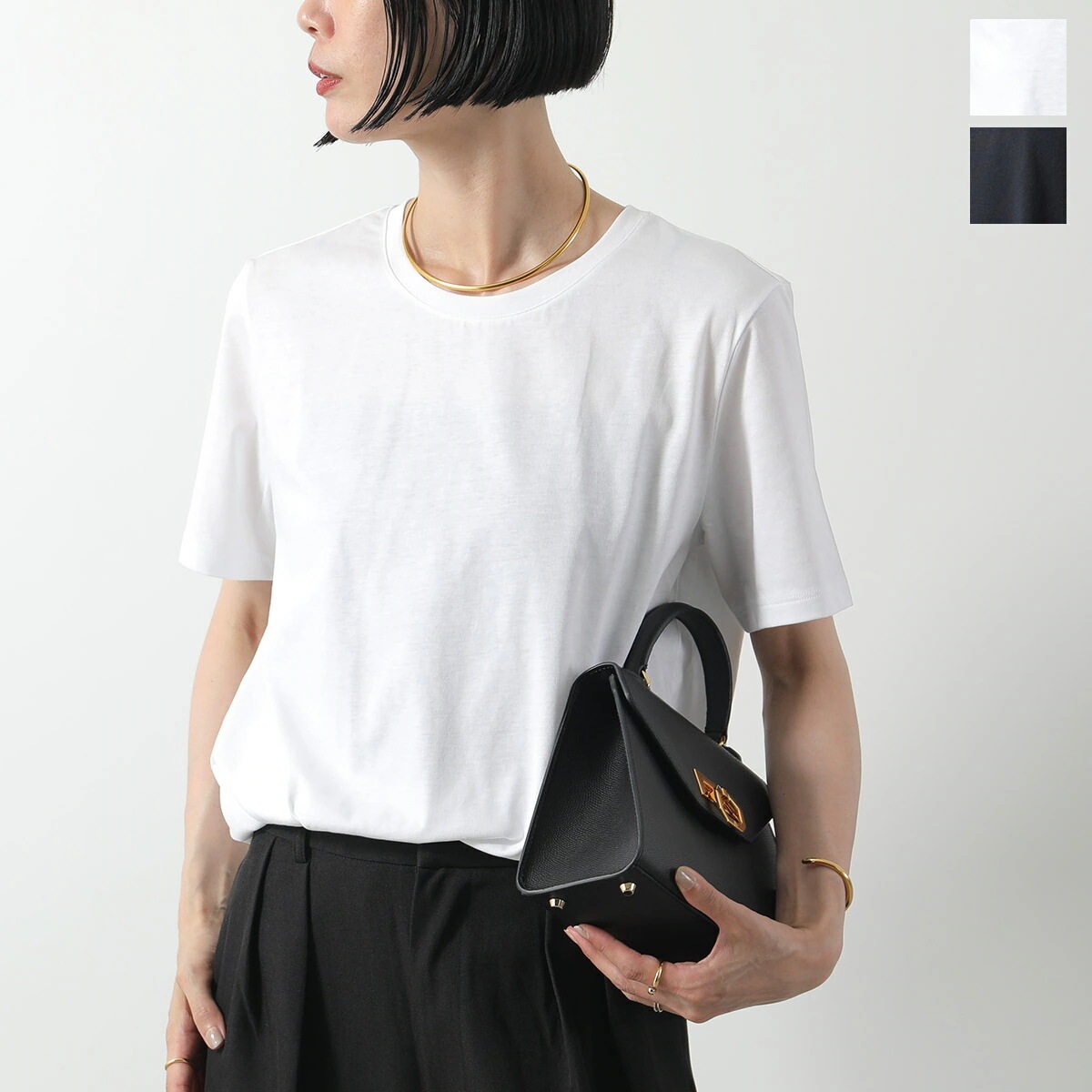 HANRO ハンロ Tシャツ 07 8662 レディース 半袖 カットソー コットン クルーネック 無地 カラー2色