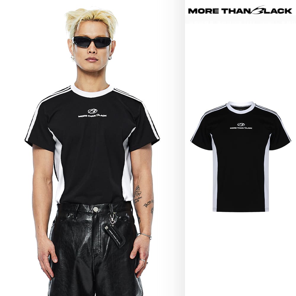 [MORE THAN BLACK] LINING HALF SLEEVE