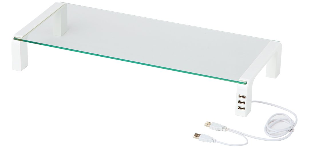 キングジム 机上台 デスクボード USBハブ付 白 THDBU-20W