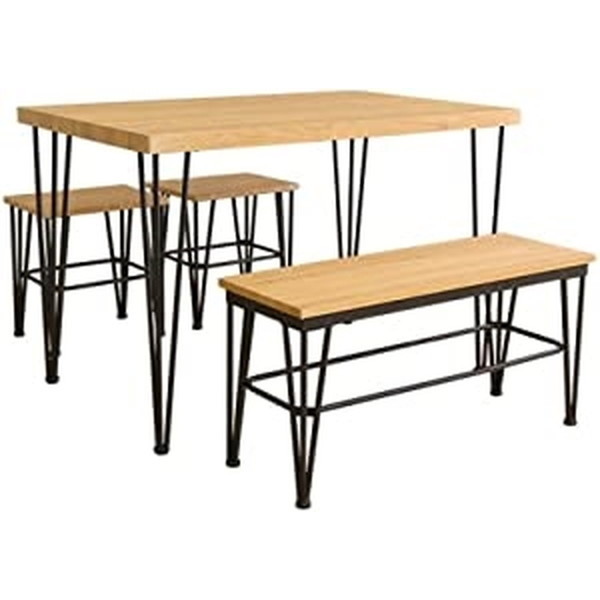 ホームテイスト VDCB-4 ヴィンテージダイニング4点セット テーブル+椅子2脚+ベンチ1脚 SBO シャビーオーク メーカー直送 16,553円