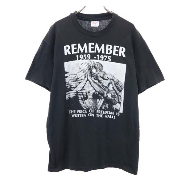 90s ベルリンの壁 プリント 半袖 Tシャツ L ブラック ドイツ メンズ