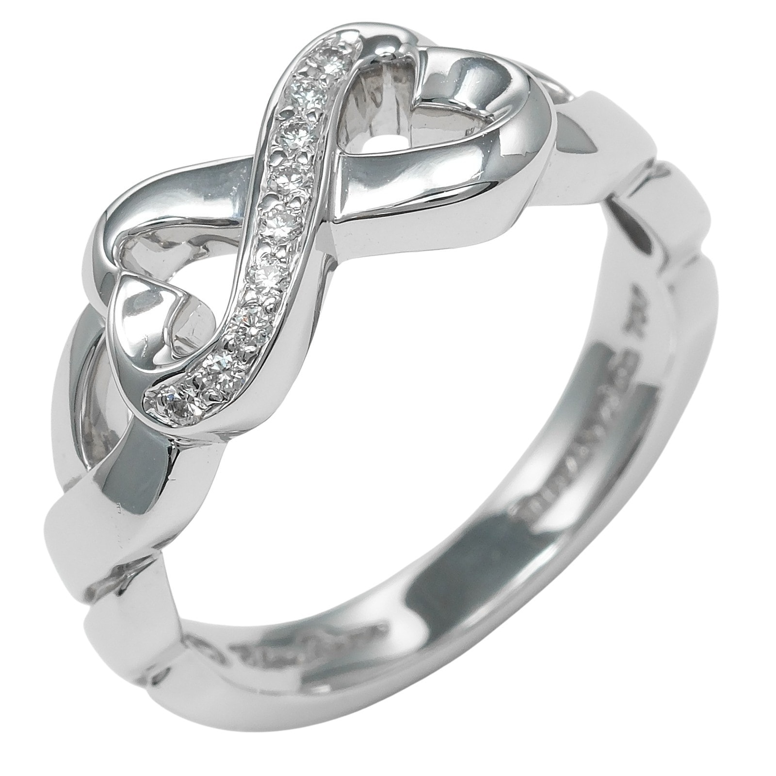 ダブル ラビングハート リング・指輪 K18ホワイトゴールド ダイヤモンド 12.5号 約6.1g レディース 中古品 Aランク 60,500円